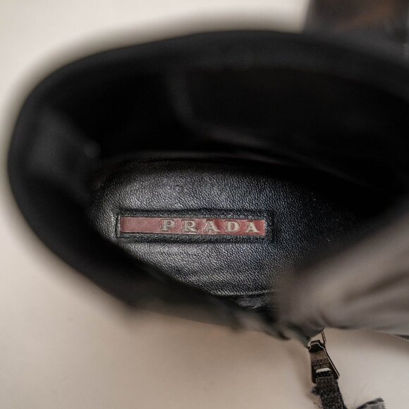 Vintage Prada Leather and Nylon Zip Up Ankle Boots - Picture 10 of 11